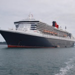 Queen Mary 2 at anchor.